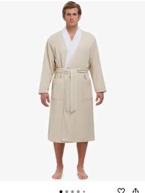 Monarch Unisex Classic Shawl Collar Bath Robe in Ecru